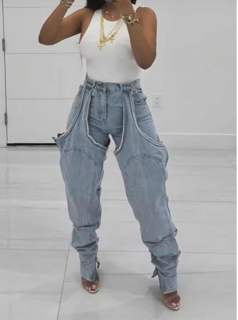 Cutout Baggy Denim Jean
