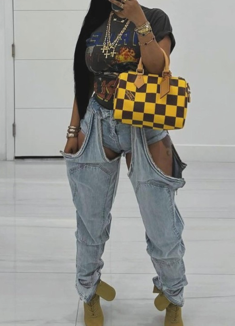 Cutout Baggy Denim Jean