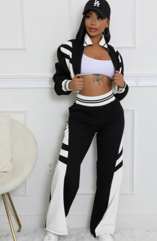 Double-layer ribbed flare pants outfit